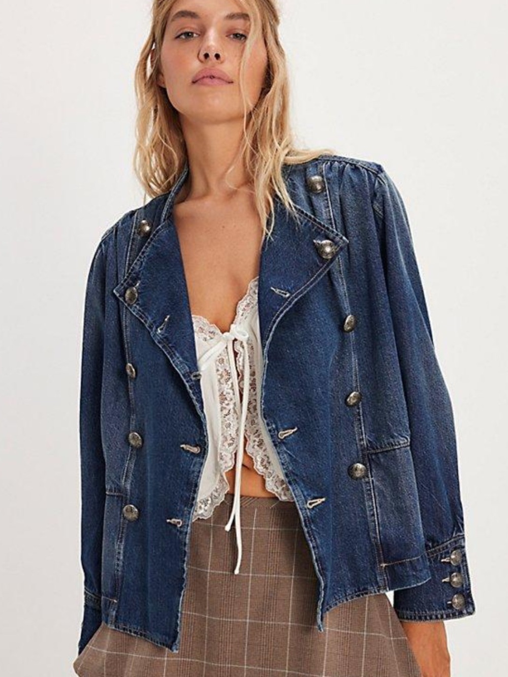 FREE PEOPLE IMOGENE DENIM OFFICER JACKET - Picture 4 of 9